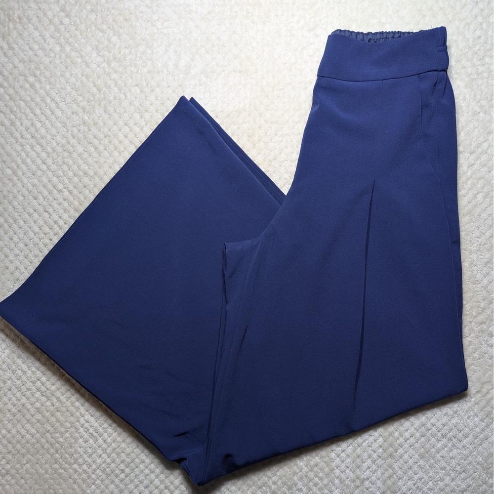 Madewell Navy Blue Wide Leg Pleated‎ Trousers Elastic Back Style E4257 Size 2
